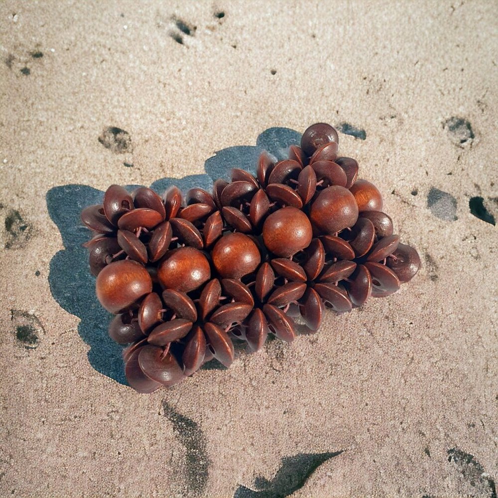 Wood Bead Stretch Bracelet 8" Fashion Beach Boho Vacation Costume 2.5 Inch